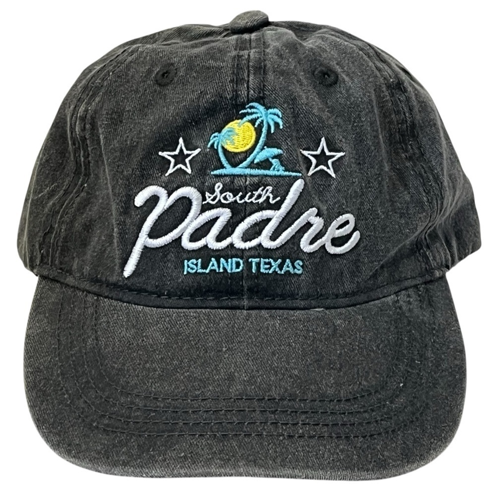 South Padre Island Texas Dark Grey Adjustable Cotton Beach Cap